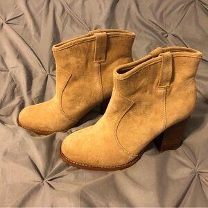 Splendid women’s leather ankle boots booties sz 8 camel tan suede EUC